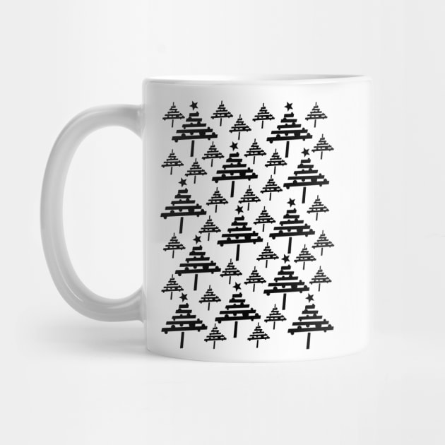 Black and White Christmas Tree Pattern by OneLook